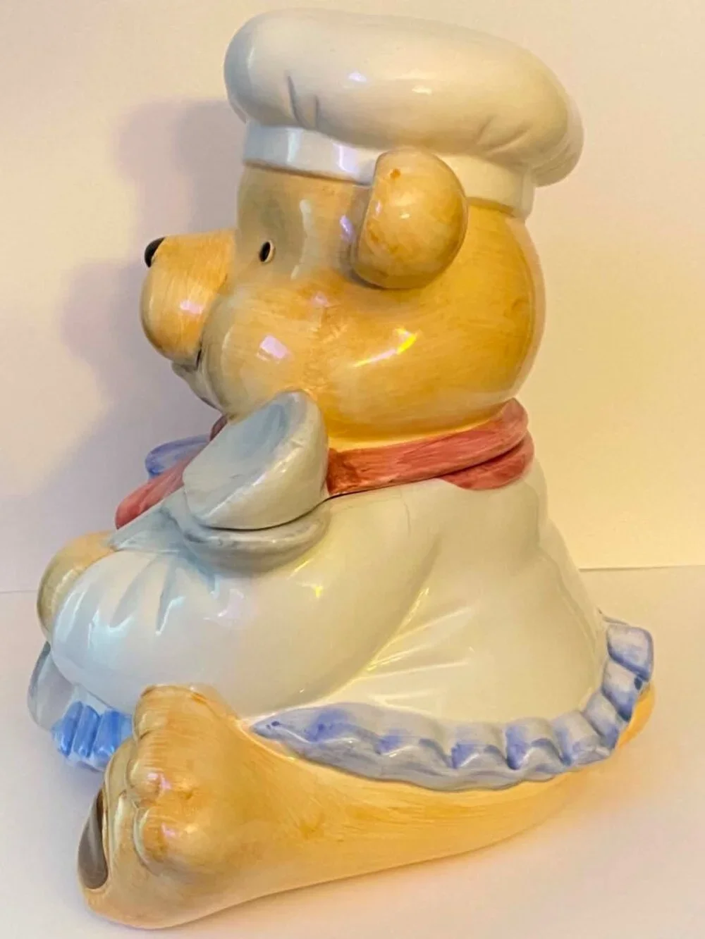 Vintage Sunshine Chef Bear Cookie Jar Ceramic Made in Taiwan w/ Lid Teddy Bear